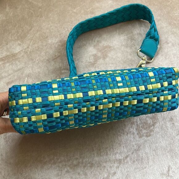 *The Sak* Turquoise and Lime Green Woven Small Handbag in EUC - Picture 8 of 13